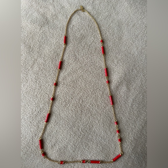 Kate Spade Necklace Gold Red Enamel - Picture 6 of 7